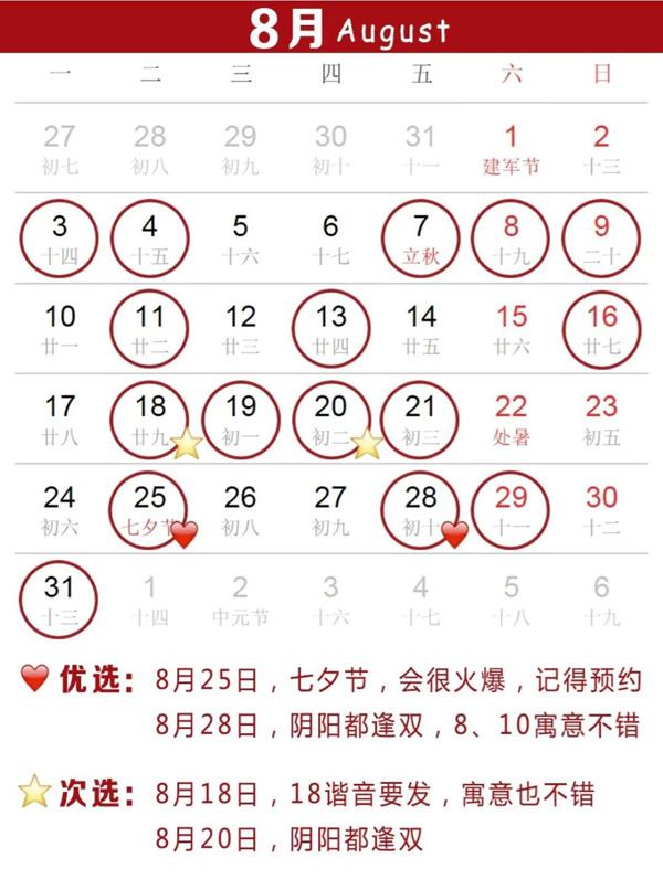 2020下半年領(lǐng)證吉日速查，這12天最好！  第4張