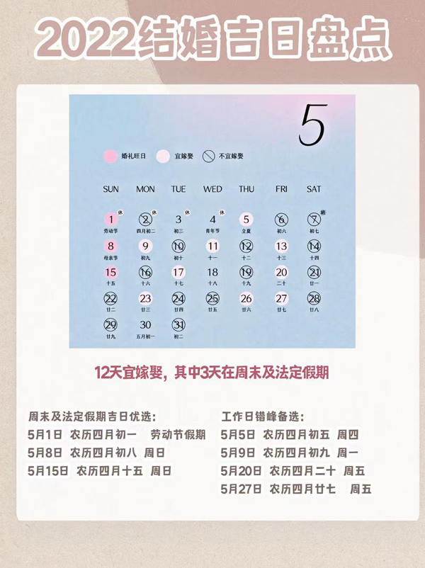 2022年結(jié)婚吉日盤(pán)點(diǎn) 附法定節(jié)假日  第4張